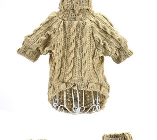 Pet Turtleneck Knitted Sweater Winter Dog Cat Keep Warm (Size: L, Color: Beige)