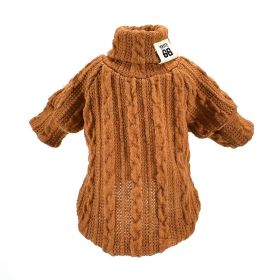 Pet Turtleneck Knitted Sweater Winter Dog Cat Keep Warm (Size: L, Color: Khaki)
