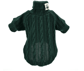 Pet Turtleneck Knitted Sweater Winter Dog Cat Keep Warm (Size: L, Color: Green.)