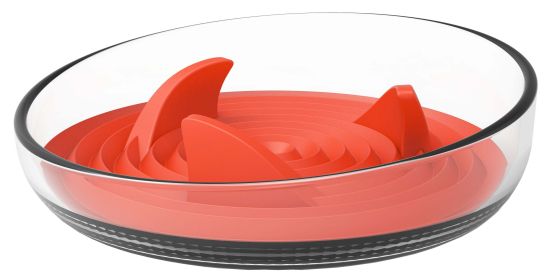 Pet Life 'Cirlicue' Shark Fin Shaped Modern Slow Feeding Pet Bowl (Color: Orange.)