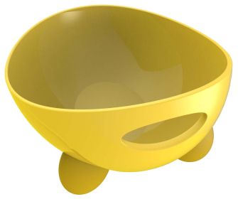 Pet Life 'Modero' Dishwasher Safe Modern Tilted Dog Bowl (Color: Yellow.)