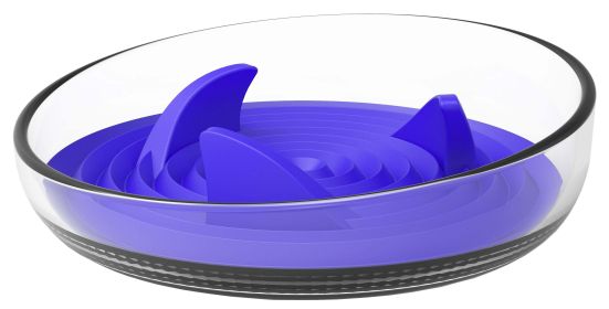 Pet Life 'Cirlicue' Shark Fin Shaped Modern Slow Feeding Pet Bowl (Color: Blue.)