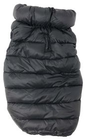 Pet Life® 'Pursuit' Quilted Ultra-Plush Thermal Dog Jacket – Feather-Down Insulation, Silk-Like Shell, and Travel-Friendly Design (Color: Black., Sizing: medium)