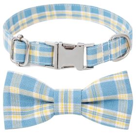 Plaid Dog Collar with Bow Pet Gift Adjustable Soft and Comfy Bowtie Collars for Small Medium Large Dogs (Size: M 2.5x50cm, Colour: Style 1)