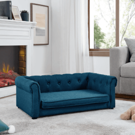Elevated Dog Sofa Bed for Medium and Large Dogs, Durable Rectangle Pet Couch, Comfortable & Stylish Dog Bed (Color: Blue.)