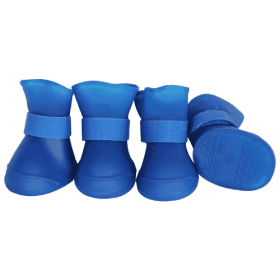 Elastic Protective Multi-Usage All-Terrain Rubberized Dog Shoes (Size: Small, Color: Blue.)
