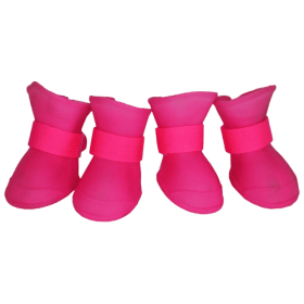 Elastic Protective Multi-Usage All-Terrain Rubberized Dog Shoes (Size: Small, Color: Pink.)