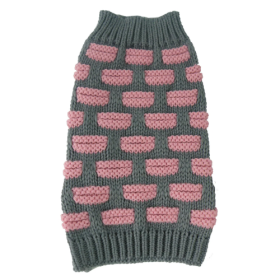 Fashion Weaved Heavy Knit Designer Ribbed Turtle Neck Dog Sweater (Size: X-Small, Color: Gray.)