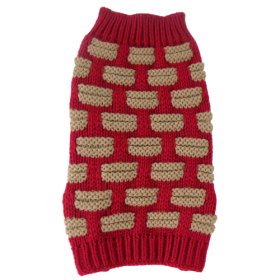 Fashion Weaved Heavy Knit Designer Ribbed Turtle Neck Dog Sweater (Size: X-Small, Color: Red.)