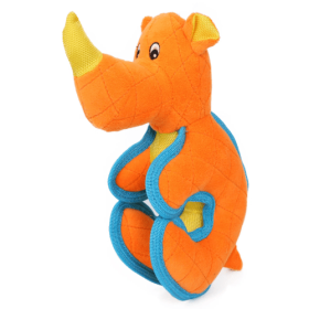 Pet Life Cartoon Funimal Plush Animal Squeak Chew Tug Dog Toy (Color: Orange.)