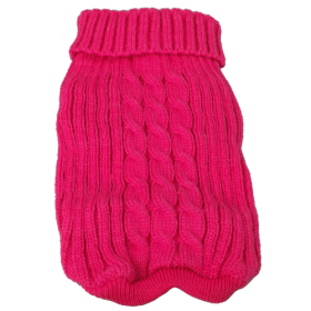 Heavy Cotton Rib-Collared Pet Sweater (Size: Medium, Color: Pink.)
