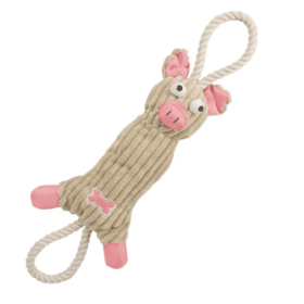 Jute And Rope Plush Pig - Pet Toy (Color: Pink.)
