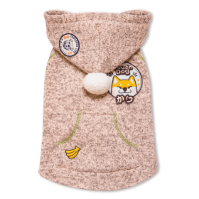 Touchdog Hippie Embellished Designer Sleeveless Pompom Pet Dog Hooded Sweater (Size: Large, Color: Light Pink)