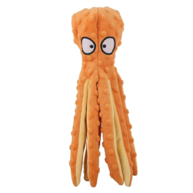 Octopus Plush Dog Toy – Squeaky Chew & Play Toy for Dogs (Color: Yellow.)