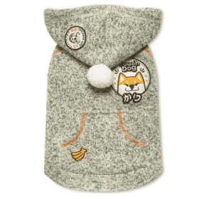 Touchdog Hippie Embellished Designer Sleeveless Pompom Pet Dog Hooded Sweater (Size: Large, Color: Olive Green)