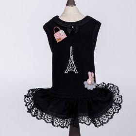 Paris Dog Dress (Size: L, Color: Black.)
