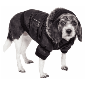 Metallic Fashion Pet Parka Coat (Size: Small, Color: Black.)