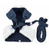 Pet Life Luxe 'Pom Draper' 2-In-1 Mesh Reversed Adjustable Dog Harness-Leash W/ Pom-Pom Bowtie