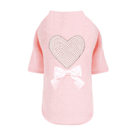 Pearl Heart Dog Sweater (Size: XS, Color: Peach)