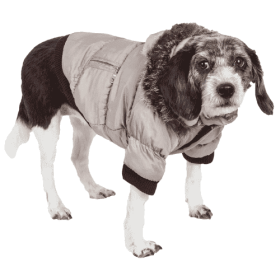 Metallic Fashion Pet Parka Coat (Size: Medium, Color: Gray.)