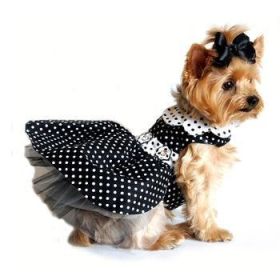 Polka Dot Dog Dress - Black and White (Size: Medium)