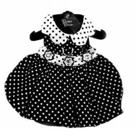 Polka Dot Dog Dress - Black and White (Size: X-Small)