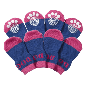 Pet Socks W/ Rubberized Soles (Size: Large, Color: Blue.)