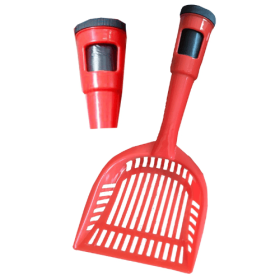 Pet Life Poopin-Scoopin' Dog & Cat Litter Scooper with Built-In Waste Bag Holder (Color: Red.)