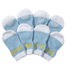 Pet Socks W/ Rubberized Soles (Size: Small, Color: Sky Blue)