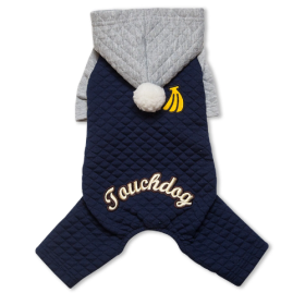 Touchdog Fashion Designer Full Body Quilted Pet Dog Hooded Sweater (Size: Small, Colors: Navy/Grey)