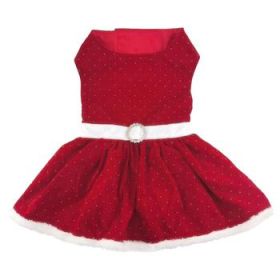Holiday Dog Harness Dress (Size: X-Large, Design: Red Velvet Sparkle)