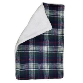 Sherpa-Lined Dog Blanket (Colors: Blue & Green Plaid)