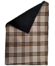 Sherpa-Lined Dog Blanket (Colors: Brown & White Plaid)
