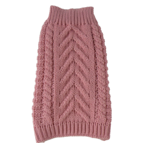 Designer Cable Knit Dog Sweater – Swivel-Swirl Pattern (Size: X-Small, Color: Pink.)