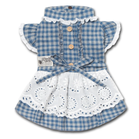 Touchdog 'I love Poochi' Classical Fashion Plaid Dog Dress (Size: Medium, Color: Blue.)