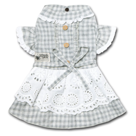 Touchdog 'I love Poochi' Classical Fashion Plaid Dog Dress (Size: Large, Color: Gray.)