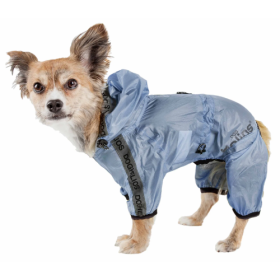 Dog Helios 'Torrential Shield' Waterproof Multi-Adjustable Full Bodied Pet Dog Windbreaker Raincoat (Size: Large, Color: Blue.)
