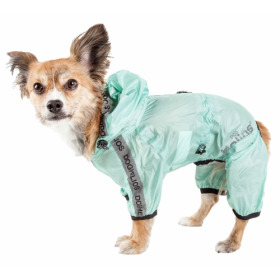 Dog Helios 'Torrential Shield' Waterproof Multi-Adjustable Full Bodied Pet Dog Windbreaker Raincoat (Size: X-Small, Color: Green.)
