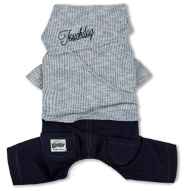 Touchdog Vogue Neck-Wrap Sweater and Denim Pant Outfit (Size: Small, Color: Grey)