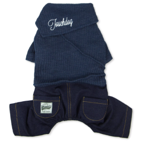 Touchdog Vogue Neck-Wrap Sweater and Denim Pant Outfit (Size: Medium, Color: Navy)