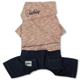 Touchdog Vogue Neck-Wrap Sweater and Denim Pant Outfit (Size: Small, Color: Peach)