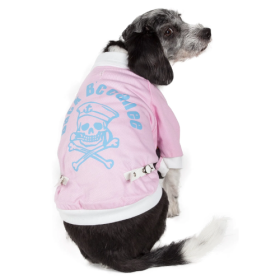Varsity-Buckled Collared Pet Coat (Size: Medium, Color: Pink.)