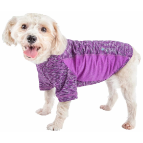 Pet Life Active 'Warf Speed' Heathered Ultra-Stretch Sporty Performance Dog T-Shirt (Size: Medium, Color: Purple)